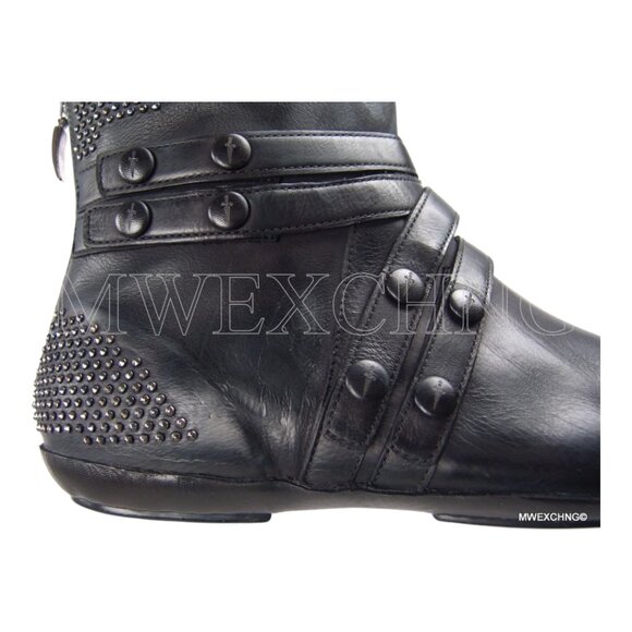 CESARE PACIOTTI SUPER STYLISH ANKLE BOOTS STUDDED LAMB LEATHER MENS SHOES